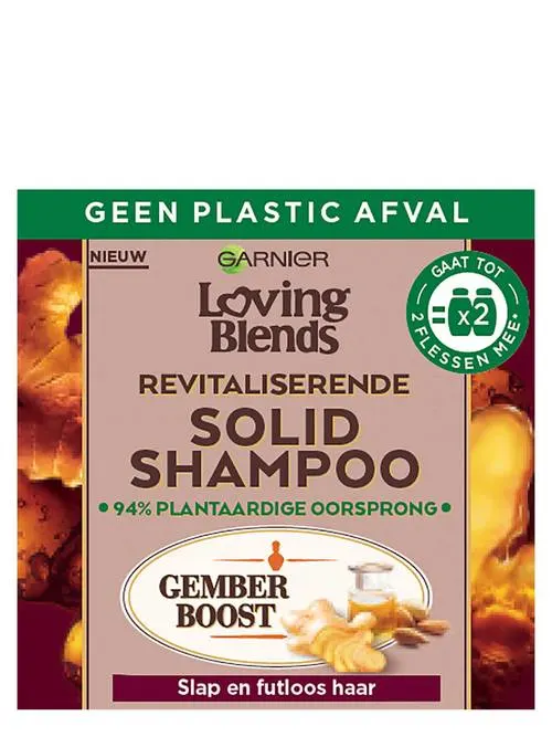 Garnier - Loving Blends Revitaliserende Solid Shampoo Bar Gember - 12 stuks - Voor Slap en Futloos haar - review image