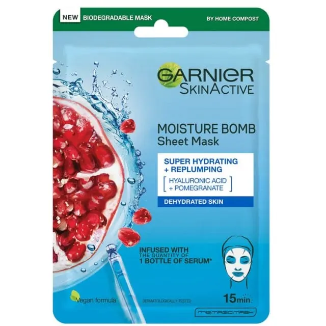 Garnier SkinActive - Hydra Bomb Sheet Masker met Granaatappel - Gezichtsmasker - 20 Stuks - Voordeelverpakking - review image