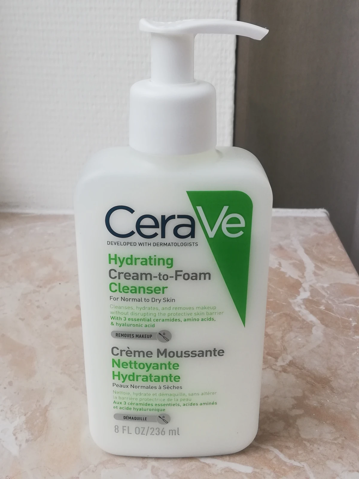 CeraVe Hydrating Cream-to-Foam Cleanser with Amino Acids for Normal to Dry Skin 236ml - review image