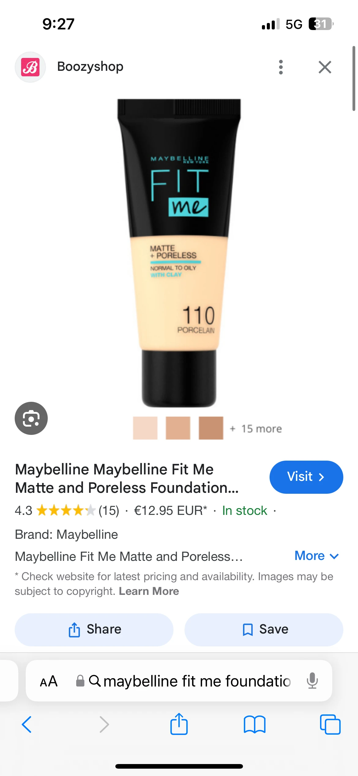 Crème Make-up Basis Maybelline Fit 30 ml - review image