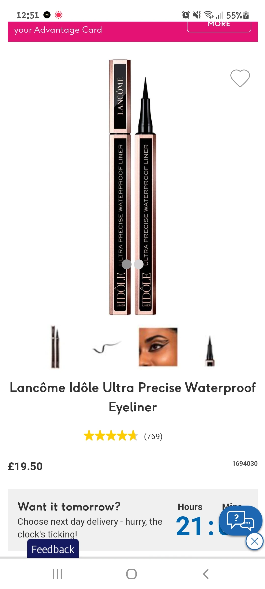 Idôle Ultra Precise Waterproof Eyeliner - 01 Glossy Black - review image