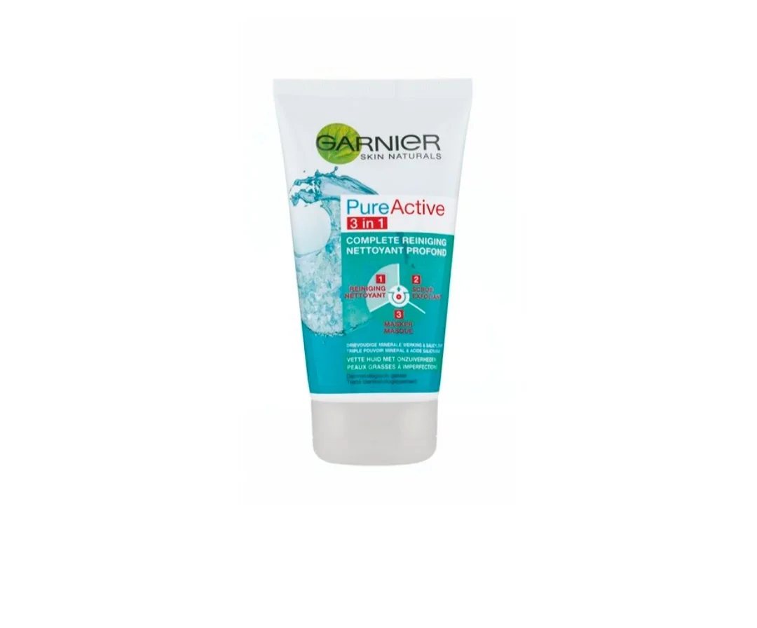 Garnier - PureActive 3-in-1 Masker met Klei Argile voor de Gemengde Huid met Onzuiverheden - 2 x 150ml - Tegen mee-eters en onzuiverheden - Voordeelverpakking - review image