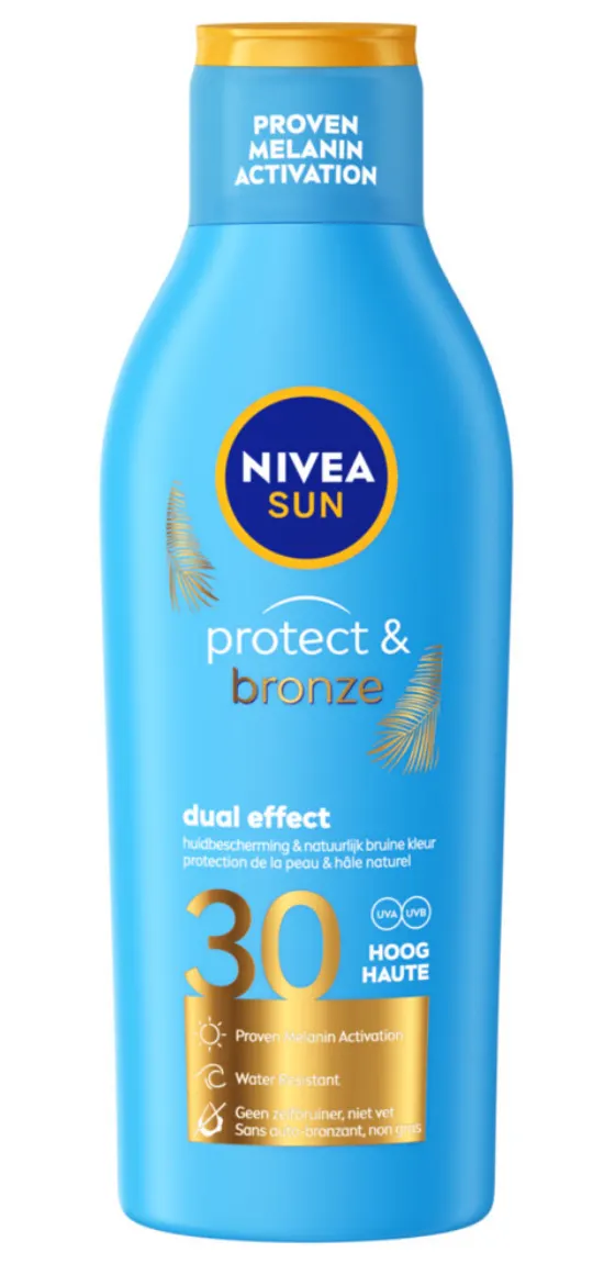 NIVEA SUN Protect & Bronze Zonnemelk - SPF 30 - Zonnebrand Melk - Met pro-melanine extract - Beschermt en ondersteunt een bruine kleur - 200 ml - review image